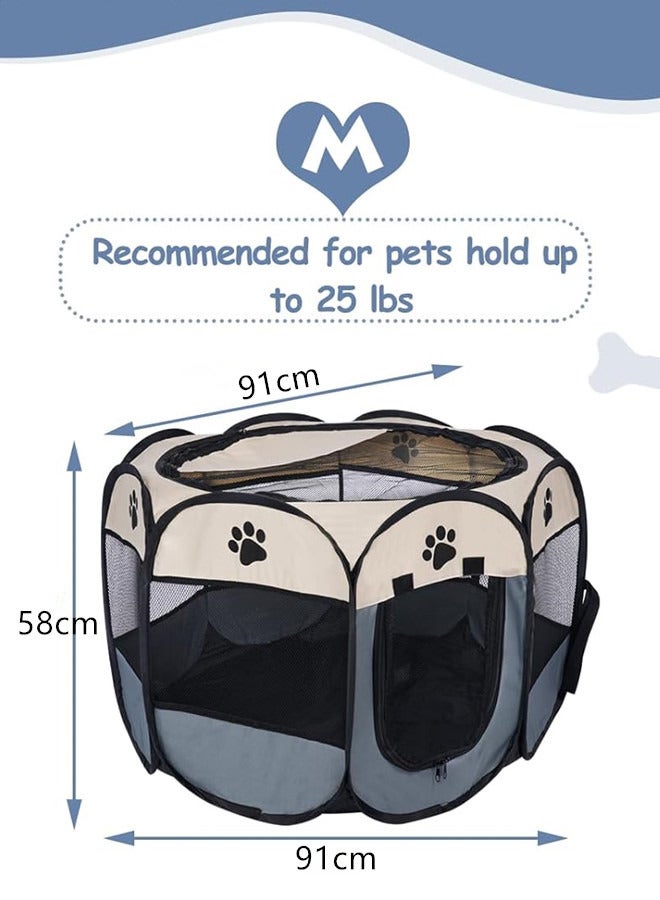 Generic 91*91*58cm Portable Cat Playpen Pet Cages, Foldable Pet House for Kitten Cat, Waterproof Bottom Removable Zipper, gray  - Image 2