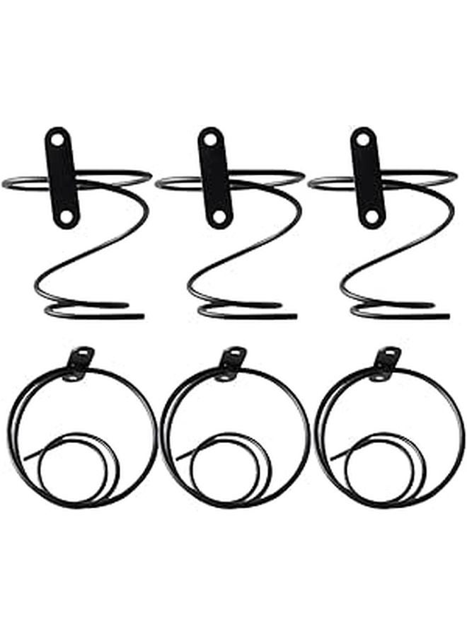 Wall Mounted Spiral Wine Rack Metal Bottle Holder Black Iron Display Organizer 6pcs - Image 1