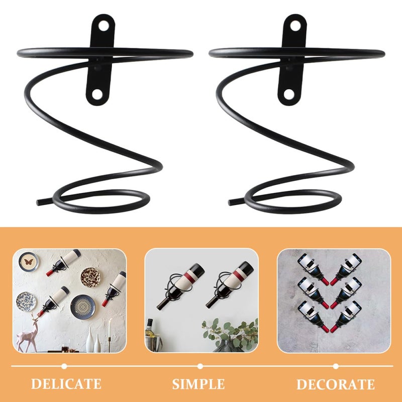 Wall Mounted Spiral Wine Rack Metal Bottle Holder Black Iron Display Organizer 6pcs - Image 4