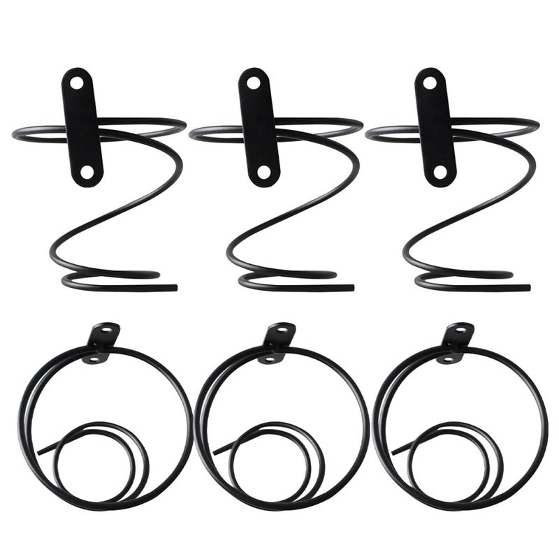 Wall Mounted Spiral Wine Rack Metal Bottle Holder Black Iron Display Organizer 6pcs - Image 2