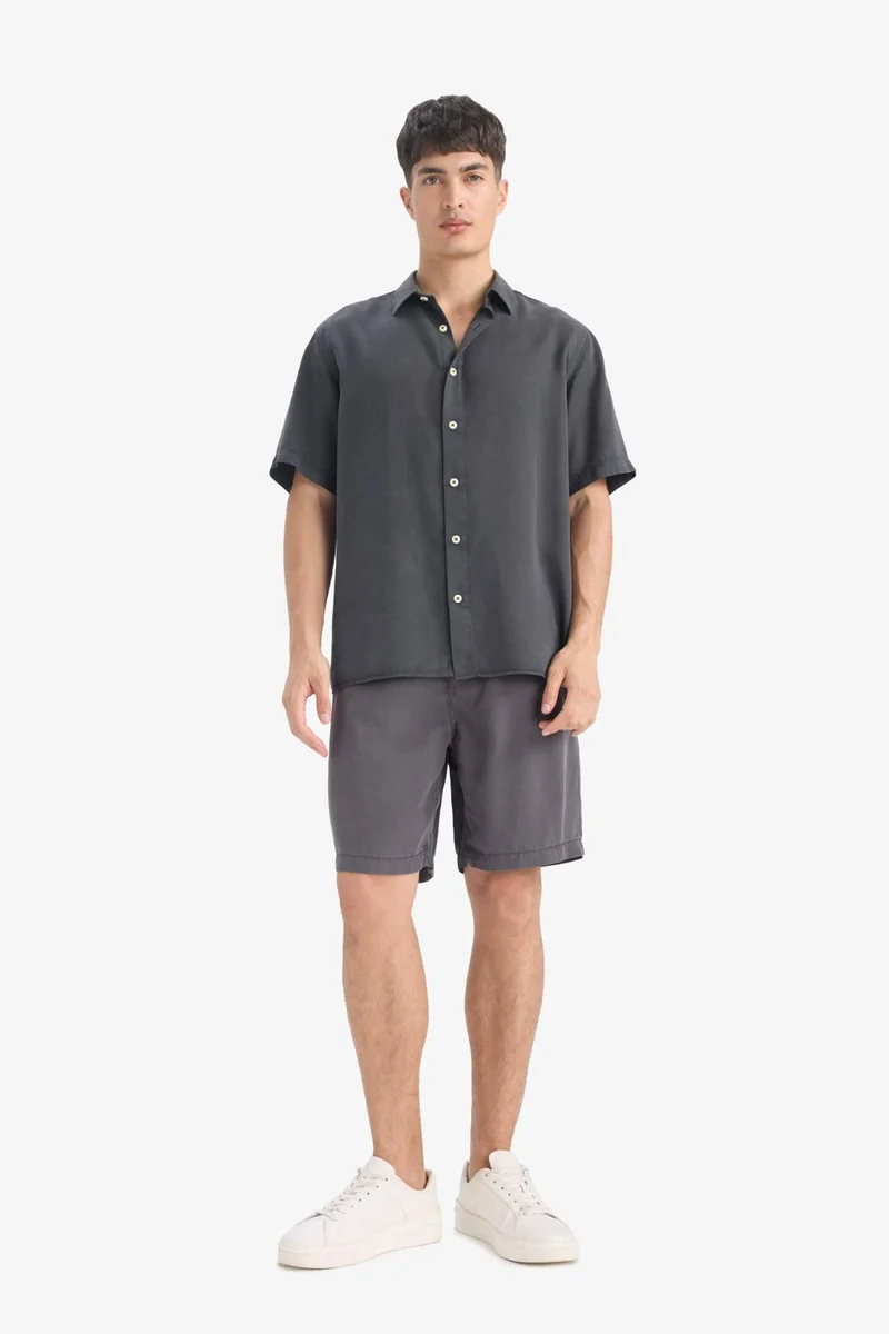 ديفاكتو Regular Fit Tencel Short Sleeve Shirt