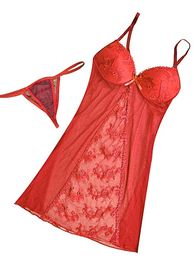 Luxury Lace and Powernet Lingerie Set with G-Thong  - Image 1