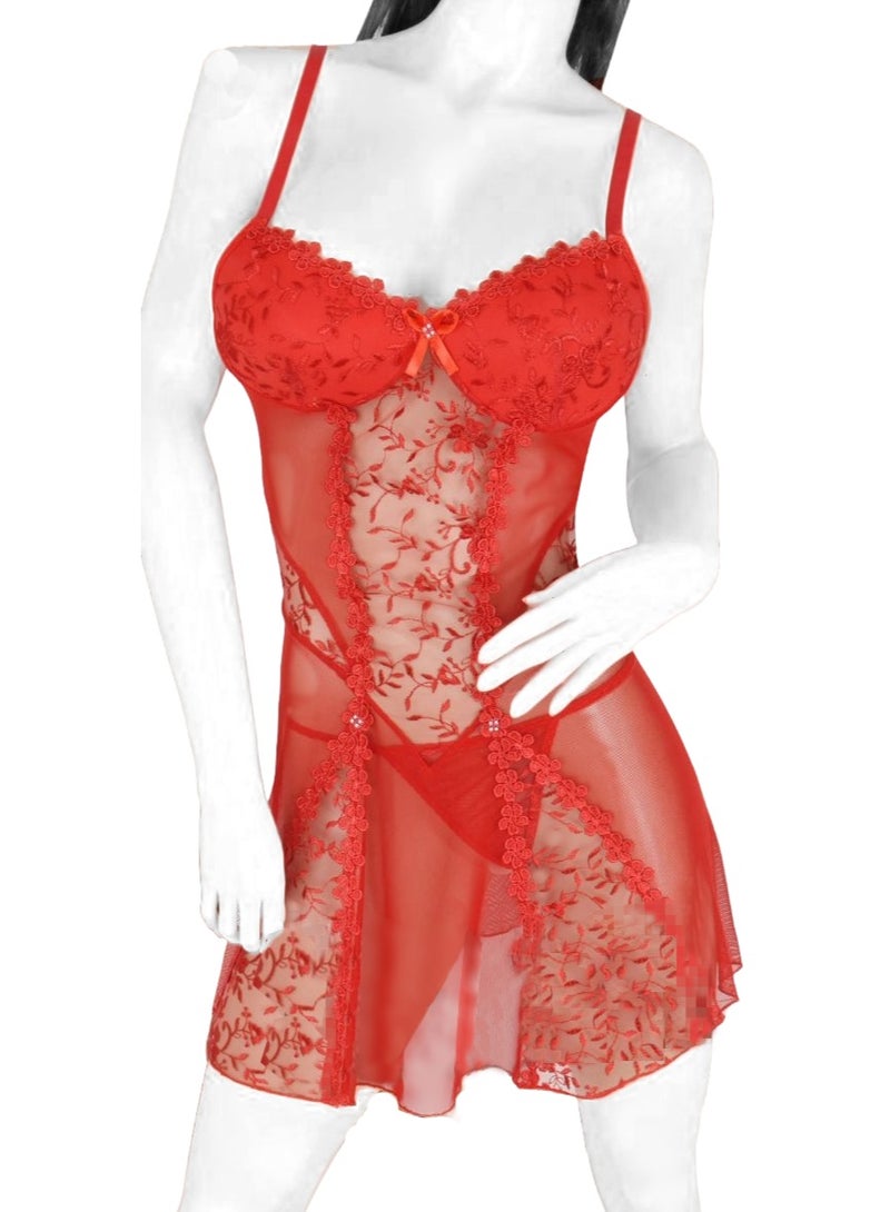 Luxury Lace and Powernet Lingerie Set with G-Thong  - Image 2