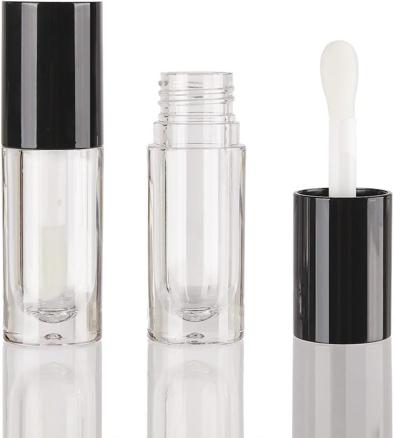 COSIDEA 50pcs Empty Black 6ml big doe foot wand lip gloss tubes Round Chunky lipgloss tubes containers wholesale with thick large brush