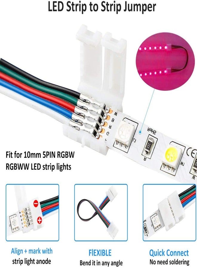 protium LED 5050 RGBW Strip Light Connector 5 Pin Conductor 12 mm Wide Strip to Strip Jumper (5 Pcs) - Image 2