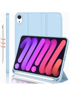 MIGOFAST IPad Mini 7 Case 2024  A17 Pro 8.3-Inch iPad Mini 7th Generation Case with Pencil Holder Trifold Stand Smart Case with Soft TPU Back Sky Blue  - Image 1