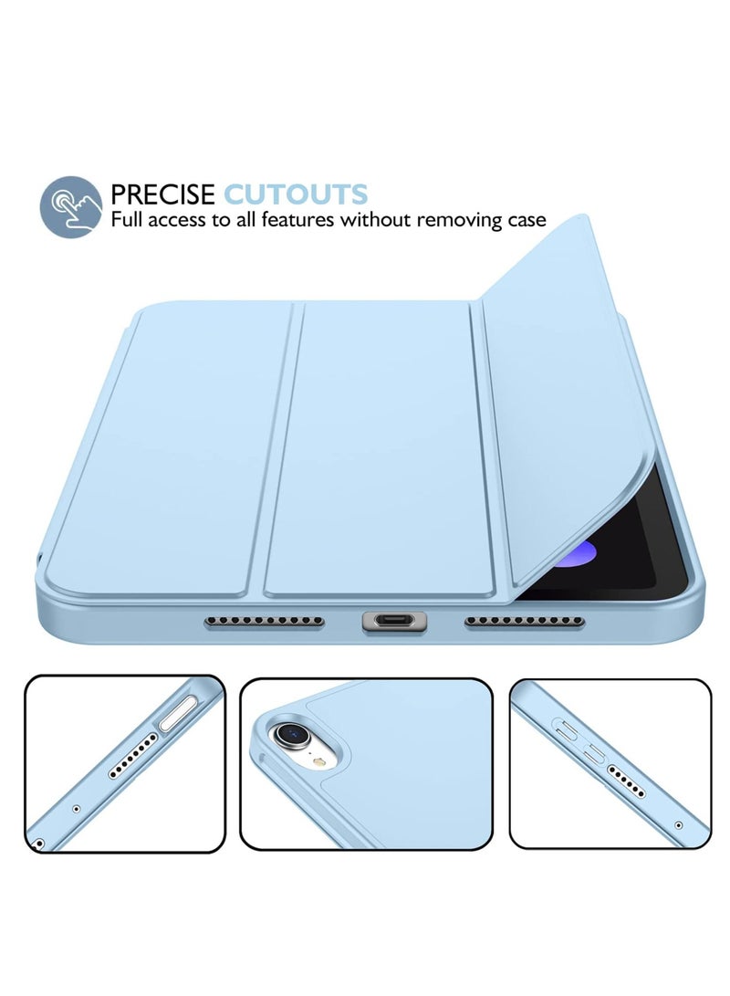 ميجوفاست حافظة آيباد ميني 7 2024 A17 برو 8.3 بوصة حافظة آيباد ميني الجيل السابع مع حامل قلم رصاص حافظة ذكية بحامل ثلاثي الطي مع ظهر ناعم من مادة TPU أزرق سماوي - Image 5