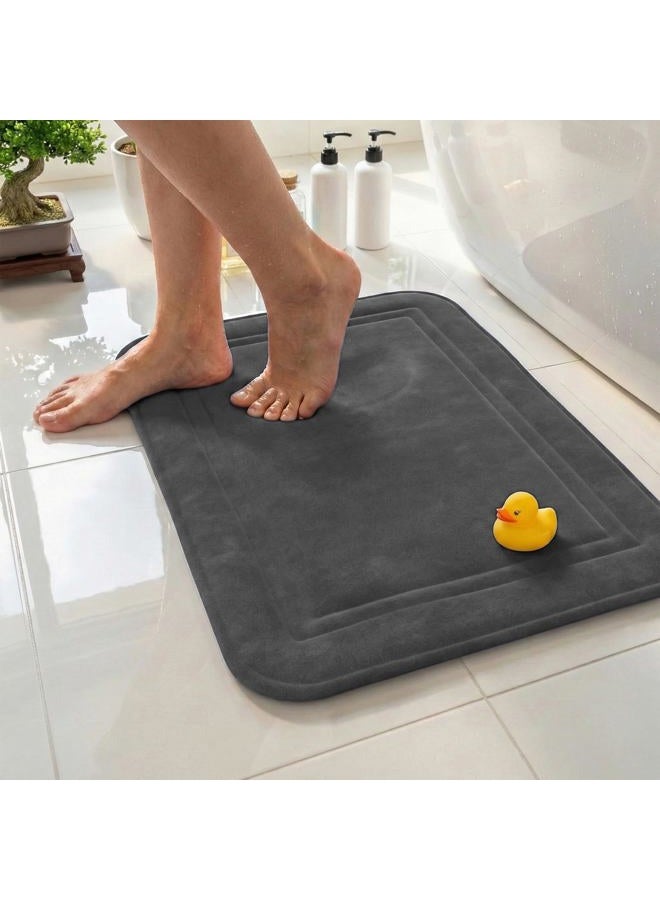 ITSOFT Memory Foam Bath Mat 24x16, Non Slip, Machine Washable, Quick Dry & Absorbent Rugs, Bath Mats for Bathroom Floor, Tub & Shower, Bathroom Rug, Charcoal Gray - Image 1