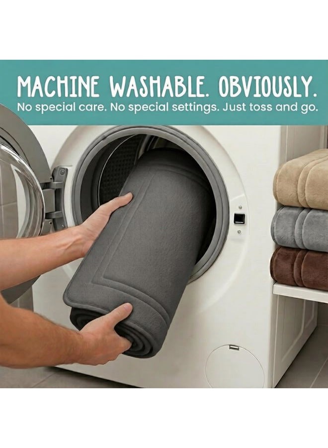 ITSOFT Memory Foam Bath Mat 24x16, Non Slip, Machine Washable, Quick Dry & Absorbent Rugs, Bath Mats for Bathroom Floor, Tub & Shower, Bathroom Rug, Charcoal Gray - Image 5