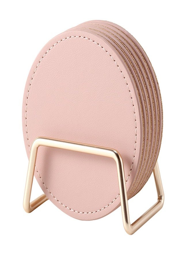 LAKE OF FIRE Coasters Set of 6 with Holder - 3.9-Inch Drink Coasters, Suitable for Various Types of Cups, Tabletop, and Home Décor(Pink) - Image 1