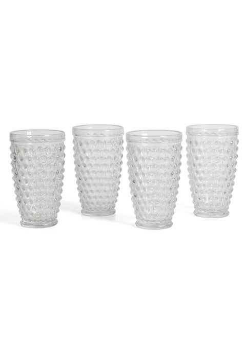 Martha Stewart Chauncey 4Pack 143 oz Hobnail Handmade Glass Tumbler  Clear