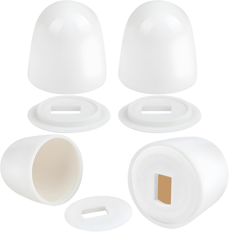 Luomorgo 4 Pcs Toilet Bolt Caps, Plastic Push-On Toilet Bolt Covers, Universal Toilet Seat Floor Bolts Caps Covers with Washers (White, Round) - Image 1