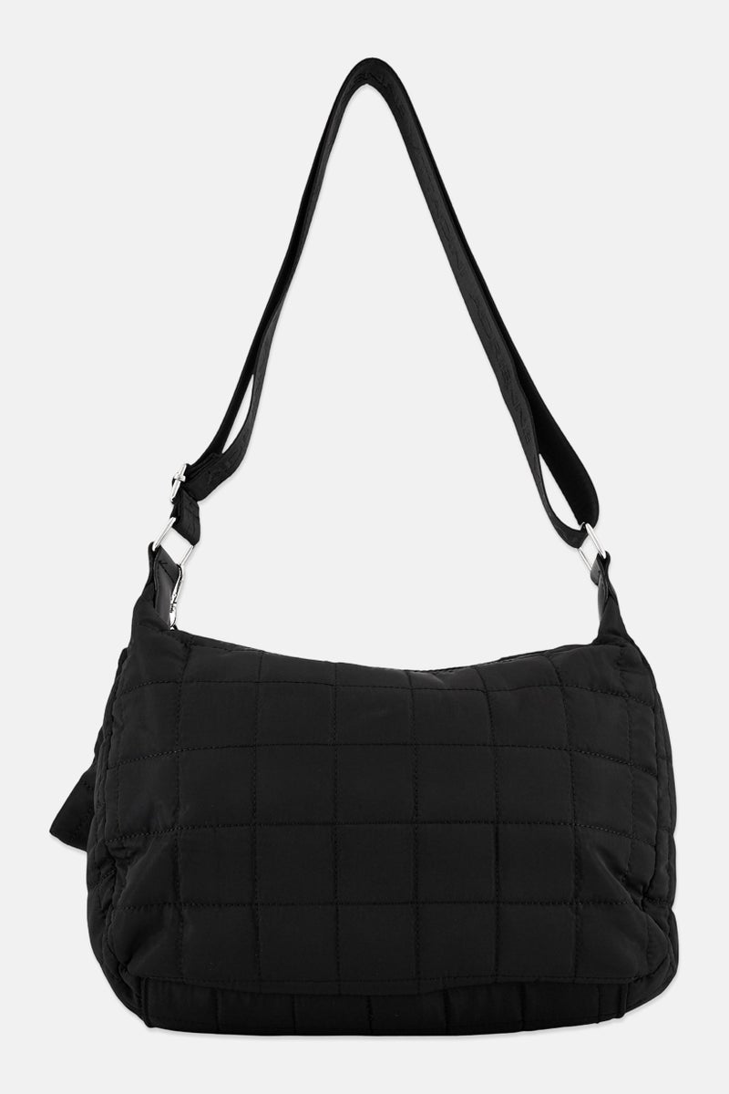 ADRIENNE VITTADINI حقيبة كتف نسائية بشعار العلامة التجارية مع حقيبة صغيرة، سوداء - Image 2