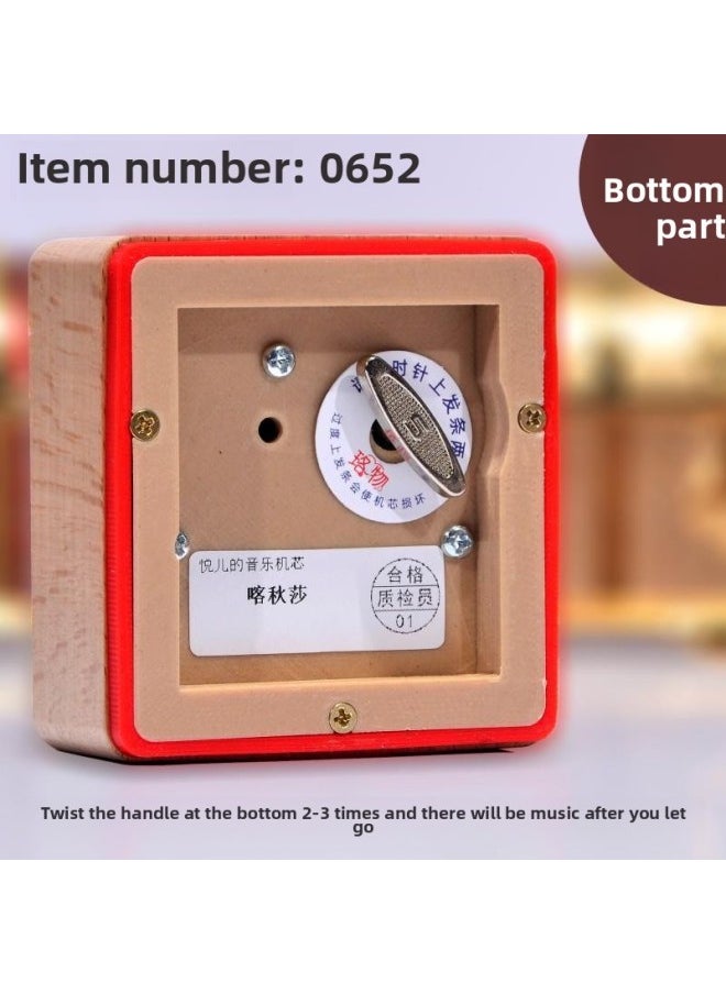 Luowu Music Box Camisa Music Box Solid Wood Square Nostalgic Retro Gift Gift With Engraving And Customization-Color:0652/square Beech Wood Twistdown/with Engraving 01