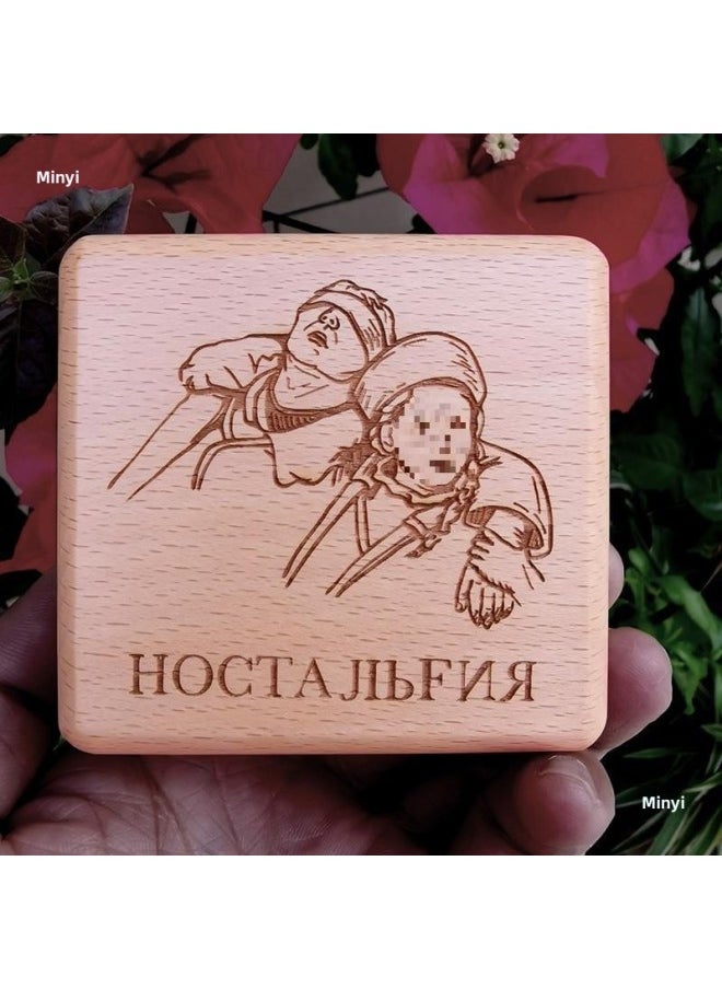 Luowu Music Box Camisa Music Box Solid Wood Square Nostalgic Retro Gift Gift With Engraving And Customization-Color:0652/square Beech Wood Twistdown/with Engraving 01