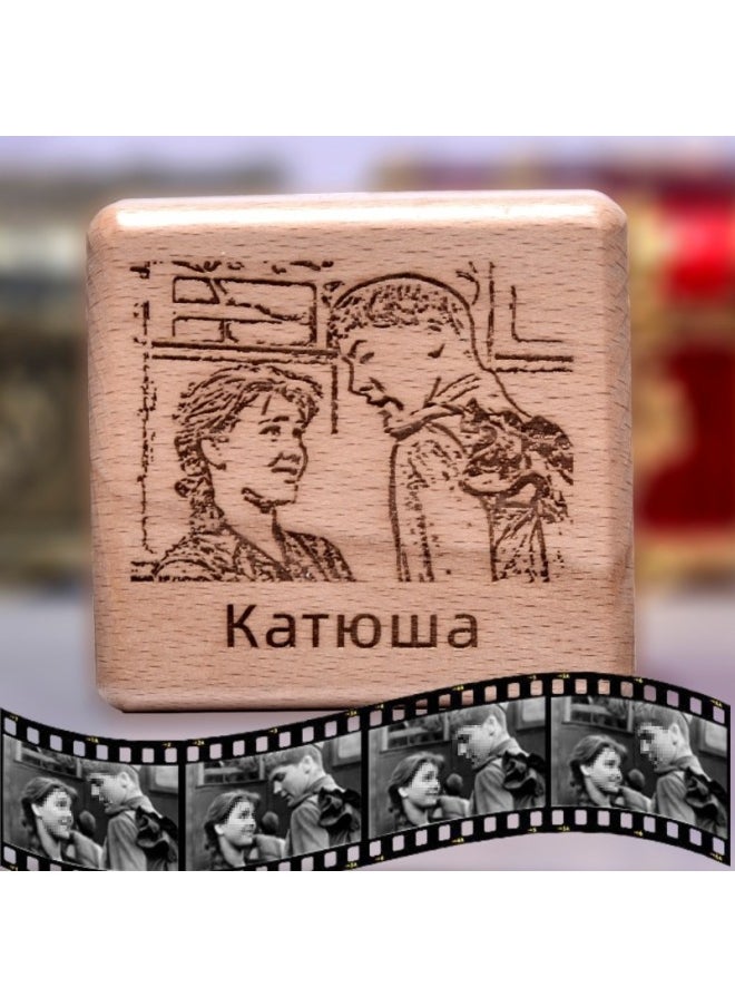 Luowu Music Box Camisa Music Box Solid Wood Square Nostalgic Retro Gift Gift With Engraving And Customization-Color:0652/square Beech Wood Twistdown/with Engraving 01