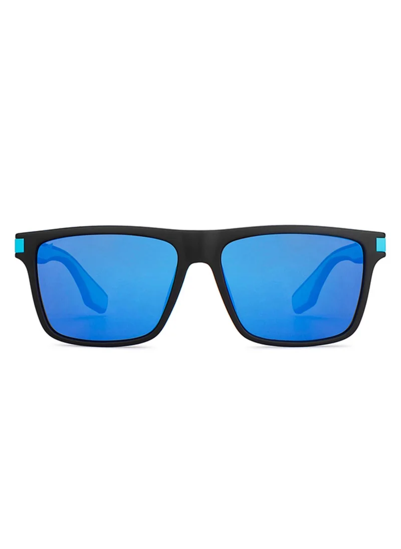 VINCENT CHASE Vincent Chase By Lenskart | Black Blue Full Rim Square Branded Latest and Stylish Sunglasses | 100% UV Protected | Men & Women | Large | VC S14457