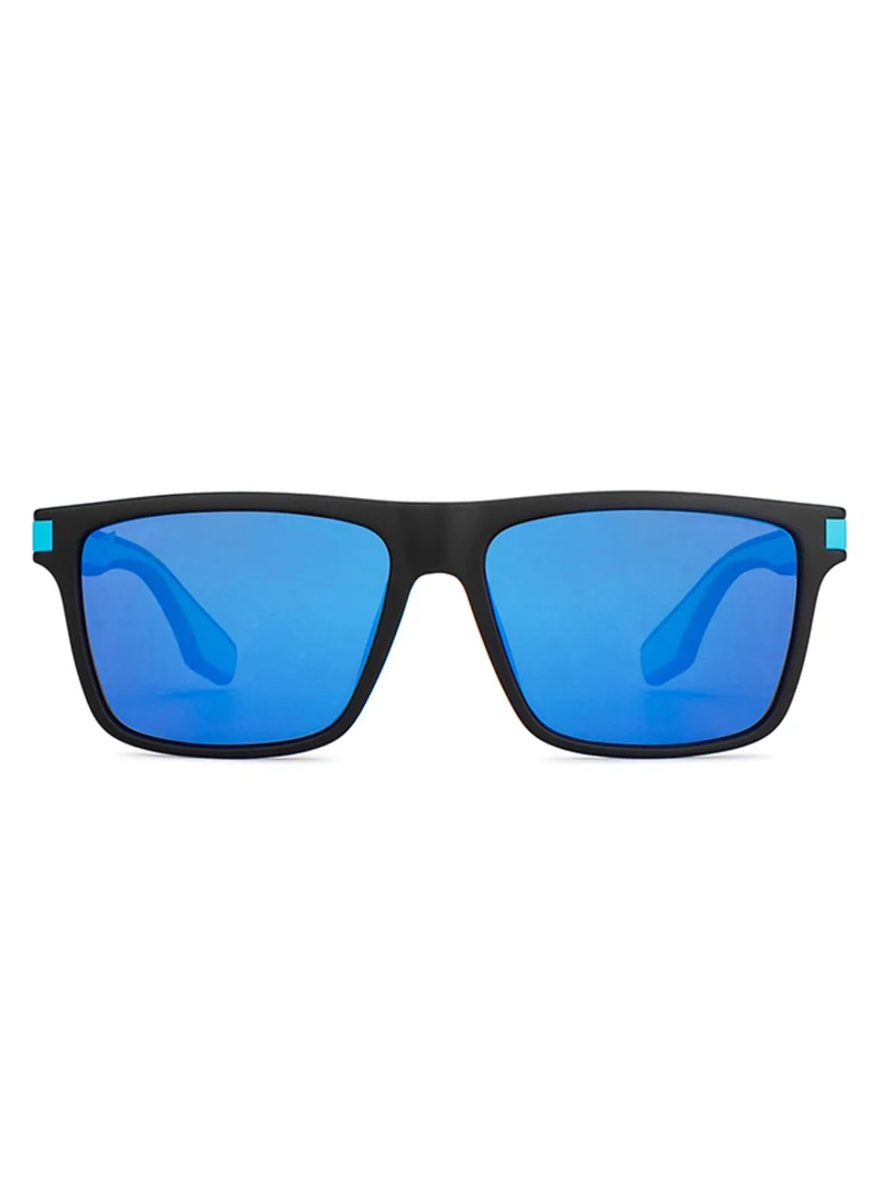 VINCENT CHASE Vincent Chase By Lenskart | Black Blue Full Rim Square Branded Latest and Stylish Sunglasses | 100% UV Protected | Men & Women | Large | VC S14457