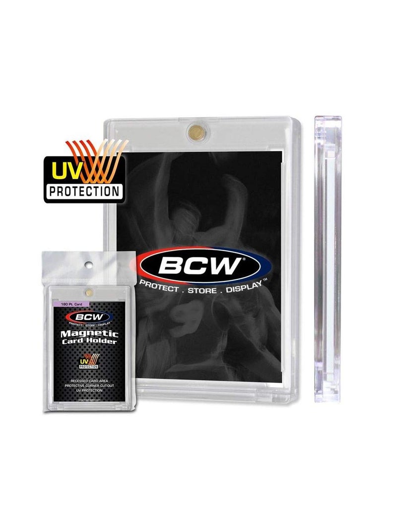 BCW 180 Pt Magnetic Card Holders - 12 Pack | Easy Access Trading Card Protectors | Ideal for Standard Size Cards, 2-Piece Design with Gold Magnet | Hard Plastic Magnetic Card Holder Sleeves - Image 2
