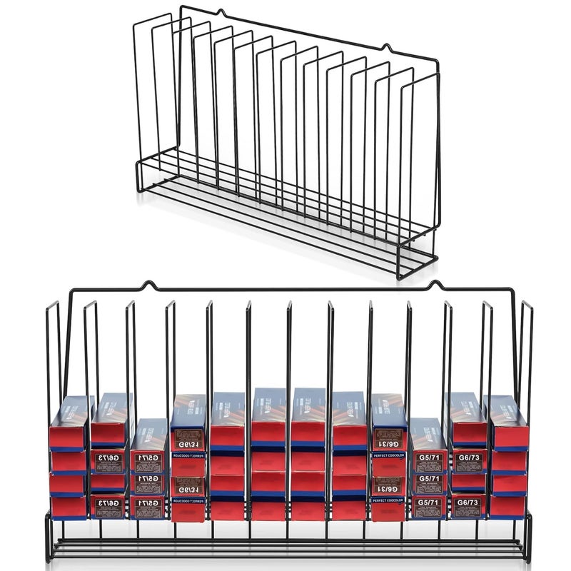 Blulu Blulu 2 Pack Salon Hair Color Tube Storage Rack Hair Color Metal Rack Organizer for Salon Display, Black 