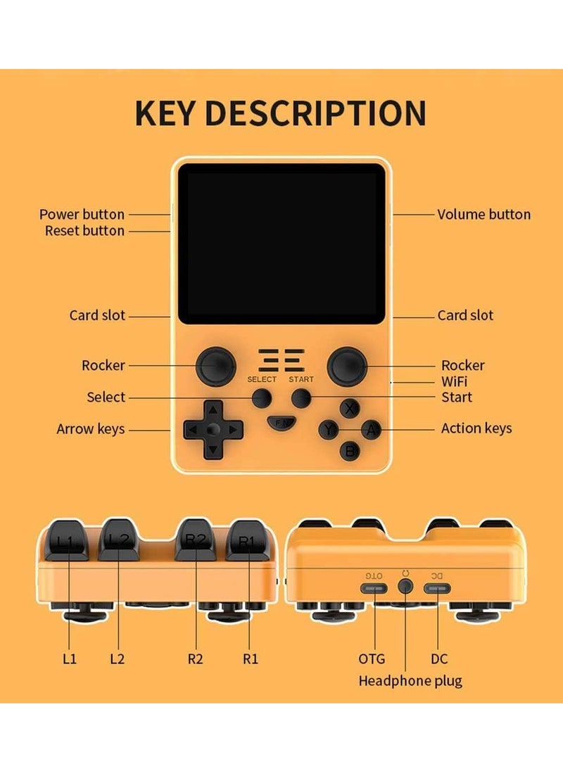 Powkiddy - RGB20S Handheld Game Console Retro Open Source System RK3326 3.5-Inch 4:3 IPS Screen Children's Gifts (Yellow, 128GB) - Image 1