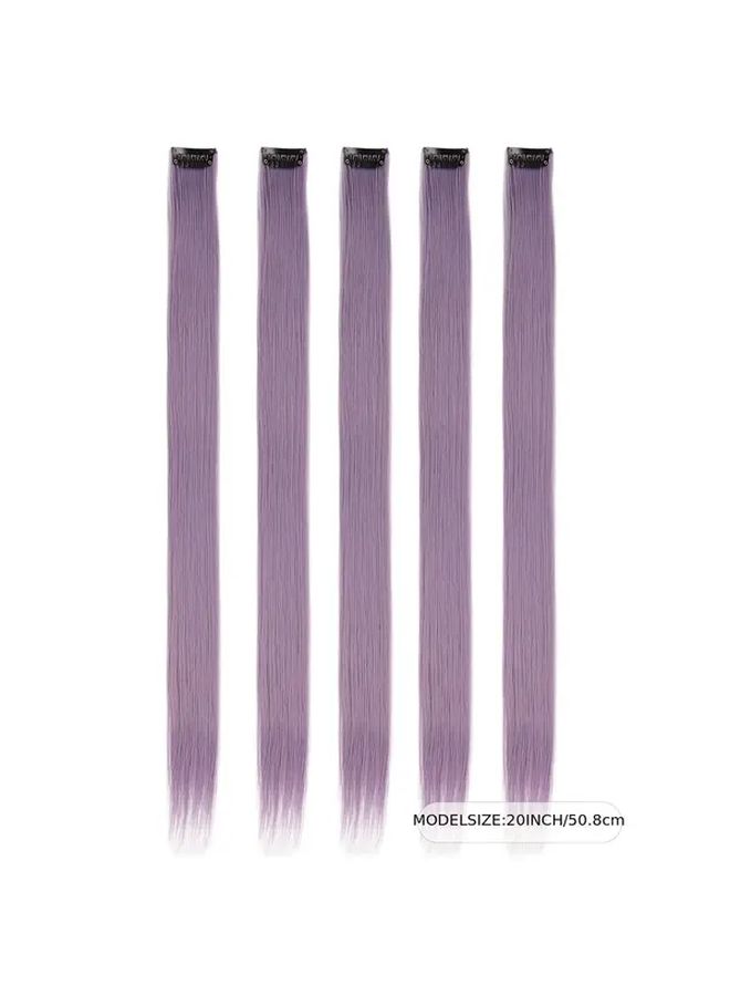 Color Clip In Hair Extensions 20 Inch Beige Straight Heat Resistant Women - Image 5