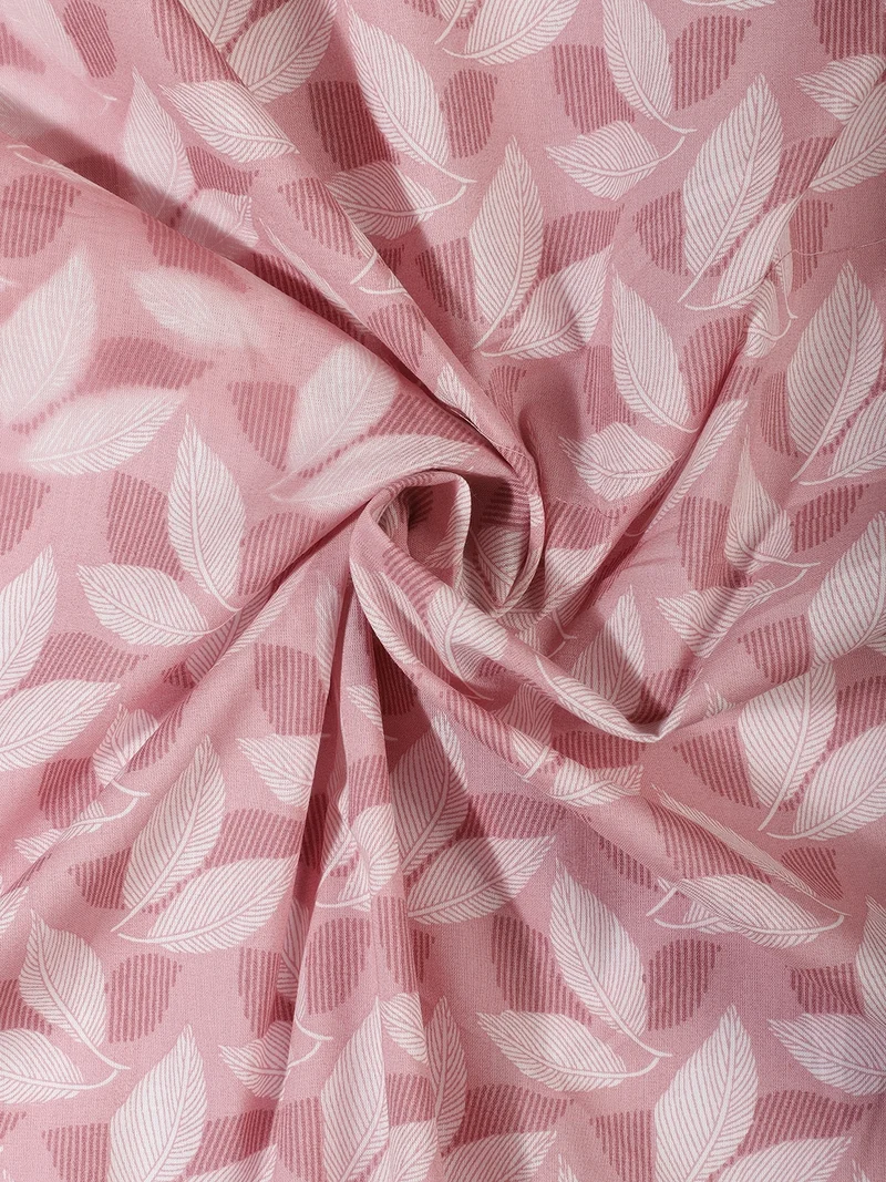 أيه كيه إس Dusty Rose Pink Botanical Leaf Pattern Cotton Fabric