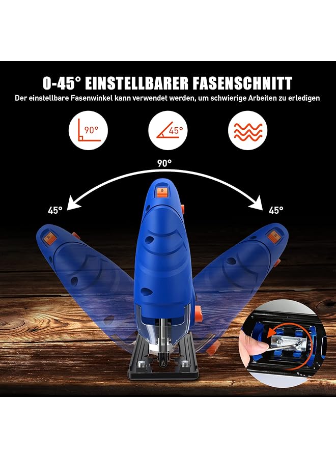 erorex Jigsaw 600W Electric Jigsaw Tool 800 3000Spm Cutting In Wood 60Mm 6 Variable Speeds 3 Orbital Sets Bevel Cutting 45¡Ã Corded Jig Saw For Wood And Metal Cutting - Image 2