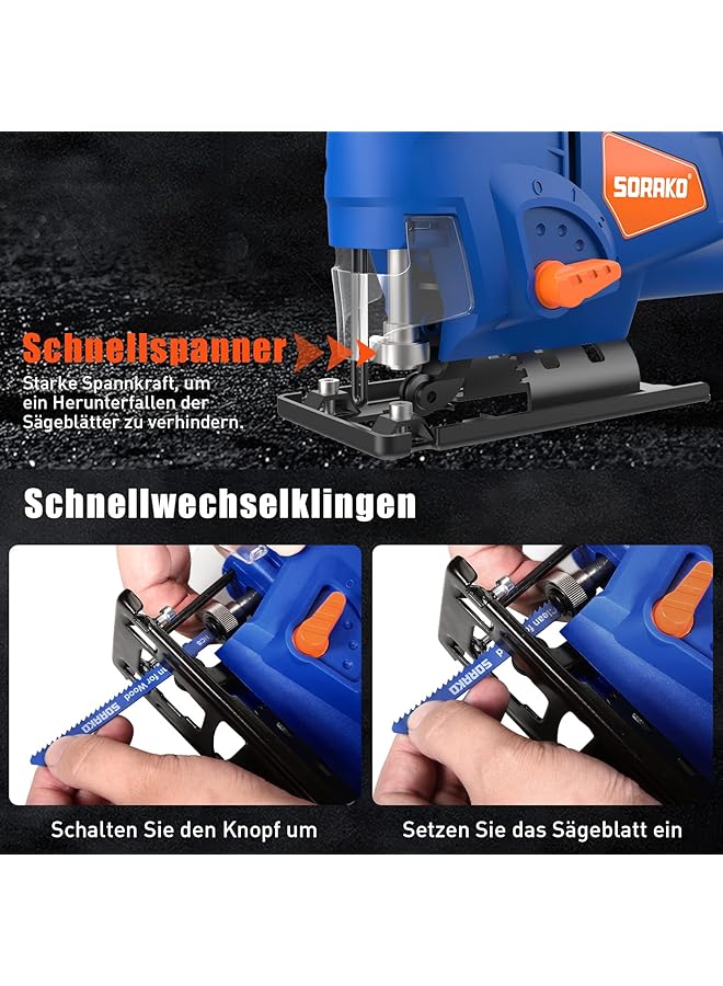 erorex Jigsaw 600W Electric Jigsaw Tool 800 3000Spm Cutting In Wood 60Mm 6 Variable Speeds 3 Orbital Sets Bevel Cutting 45¡Ã Corded Jig Saw For Wood And Metal Cutting - Image 4