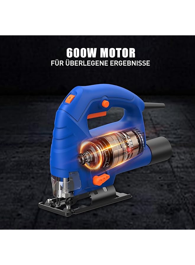 erorex Jigsaw 600W Electric Jigsaw Tool 800 3000Spm Cutting In Wood 60Mm 6 Variable Speeds 3 Orbital Sets Bevel Cutting 45¡Ã Corded Jig Saw For Wood And Metal Cutting - Image 5