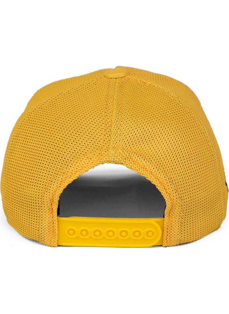 Black Börk BlackBörk V1 Kids Hip Hop Lion - Unisex Yellow Trucker Kids Hat with 2 Code Logo(Cap)  - Image 2