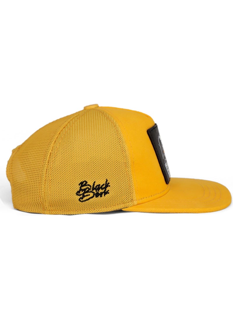 Black Börk BlackBörk V1 Kids Hip Hop Lion - Unisex Yellow Trucker Kids Hat with 2 Code Logo(Cap)  - Image 4