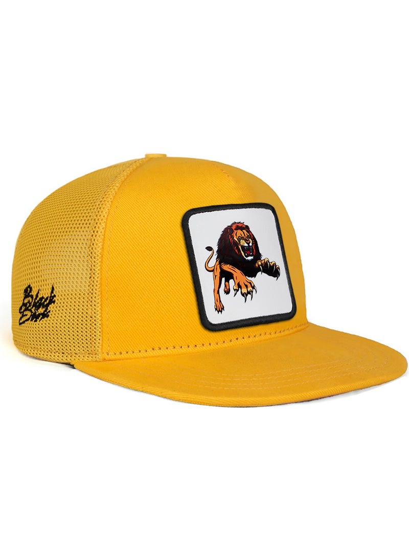 Black Börk BlackBörk V1 Kids Hip Hop Lion - Unisex Yellow Trucker Kids Hat with 2 Code Logo(Cap)  - Image 1