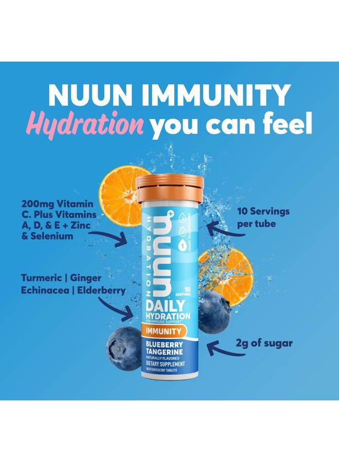 Nuun Immunity Electrolyte Tablets with Vitamin D, C, E, & A, Ginger, Elderberry, Magnesium & 4 Other Essential Electrolytes, Vegan, Blueberry Tangerine, 8 Pack (80 Servings Total) - Image 2