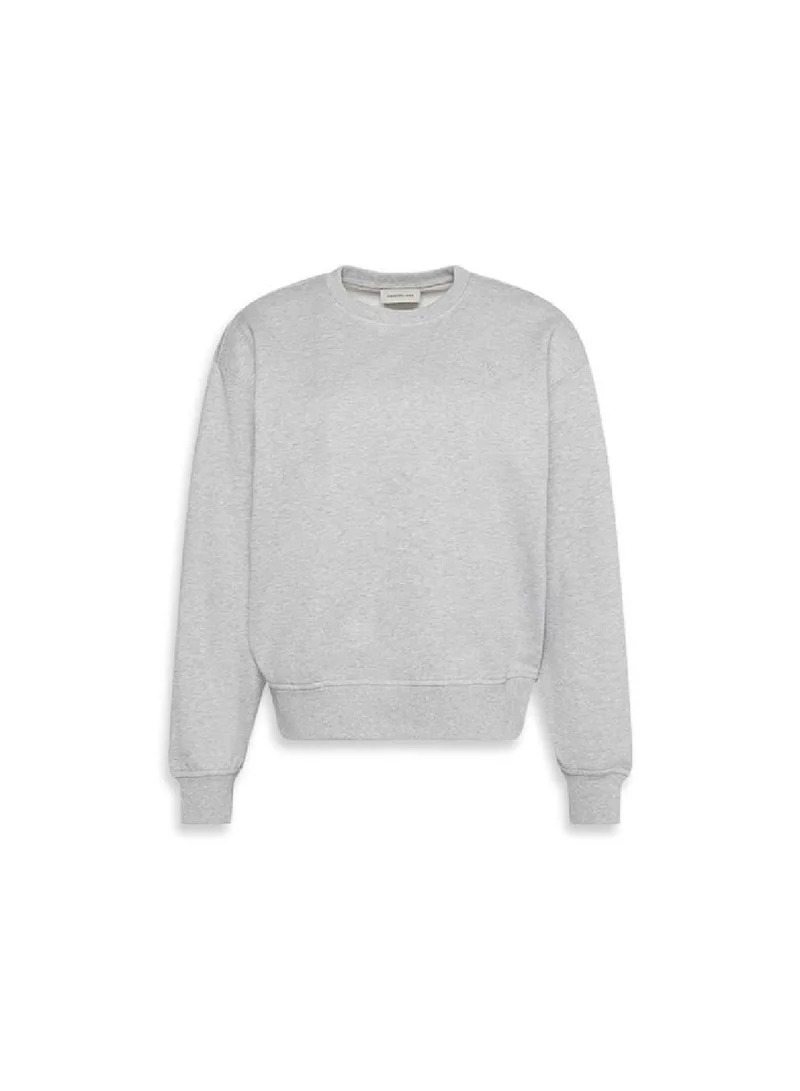 Calvin Klein Jeans History Grey Heather Relaxed Monogram Fleece Sweatshirt for Women | Best Price UAE