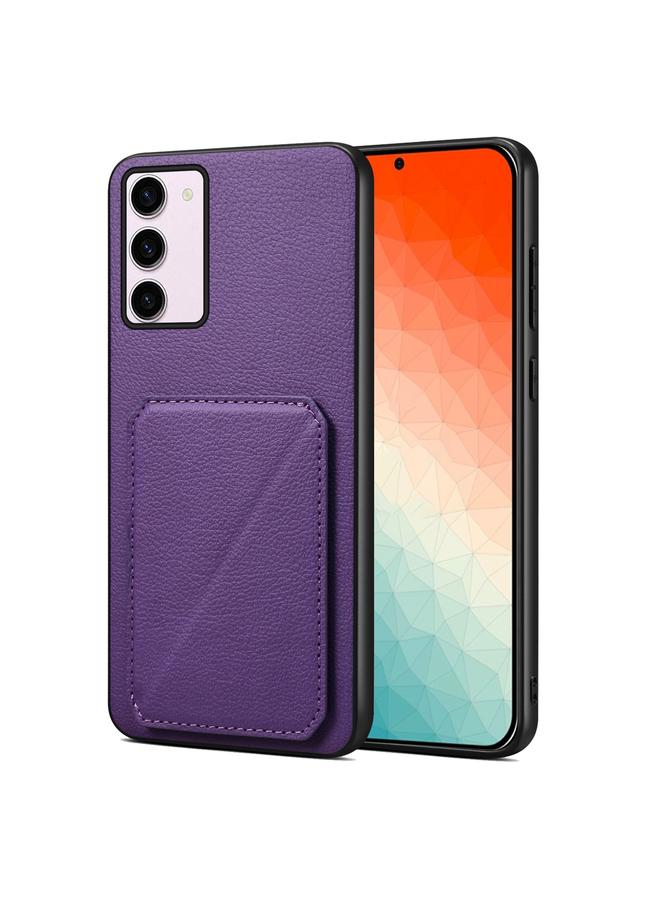 Denior Case For Samsung Galaxy S24 5G Imitation Calf Leather Back Phone Case with Holder - Image 1