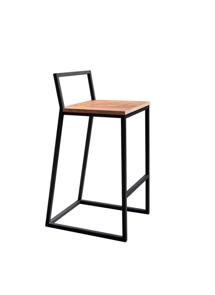 Generic Indian Decor 55111 Counter Height Barstool Metal High Stools Pub Counter Height Barstool with Wooden Seat and Black Metal Base Kitchen Chair for RestaurantBarCafe  - Image 1