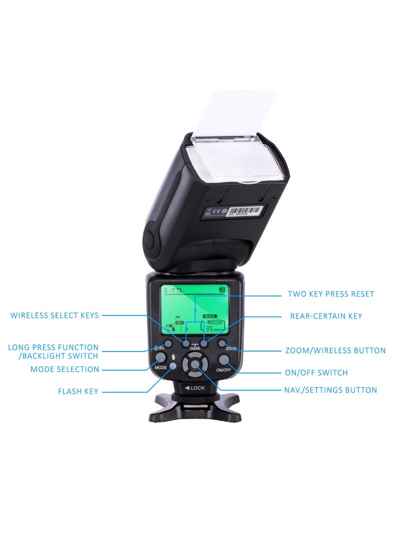 Coopic COOPIC CF600EX LCD Display Flash wireless 1/8000S HSS GN58 5500K Master TTL Flash Speedlite Compatible with all CANON NIKON Cameras  - Image 4