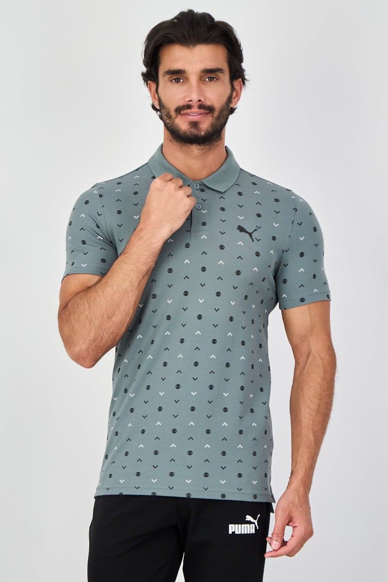 PUMA Men Slim Fit Solid Short Sleeve Outdoor Polo Shirt, Dark Olive - Image 1