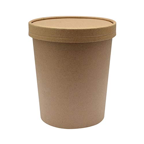 Eco Friendly Microwavable Kraft Soup Bowls  Disposable Food ToGo ContainersSoup Containers With Airtight Lids Great For Restaurants Take Outs Or ToGo Lunch 25Pack 32 oz Brown