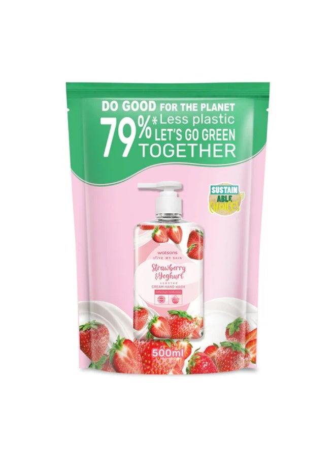 Watsons Strawberry & Yoghurt Scented Cream Hand Wash Refill 500ml - Image 1