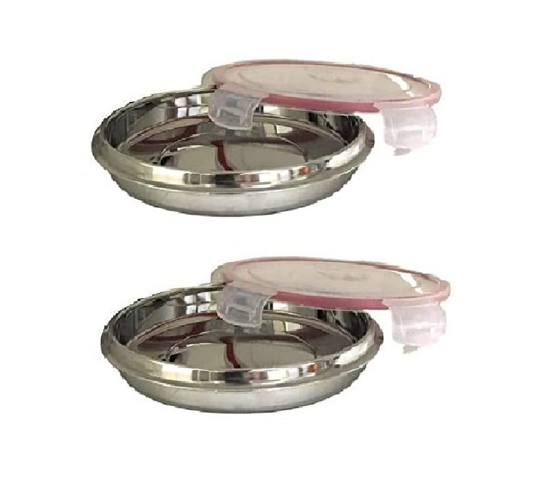 Dynore Dynore Stainless Steel Pink Tiffin 2 Number Set of 2 