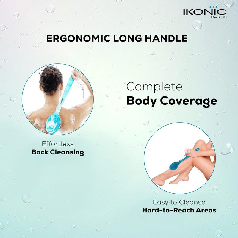 Ikonic Premium Shower Bath Brush IKB705C with Long Ergonomic Handle Soft Bristles for Gentle Exfoliation Deep Cleansing Skin Massage Improved Circulation - Image 5