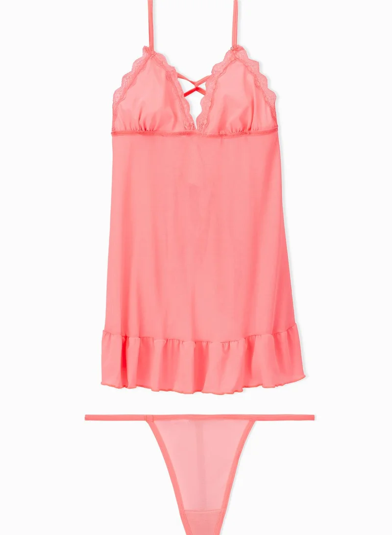 zivame Sheer Bow Babydoll