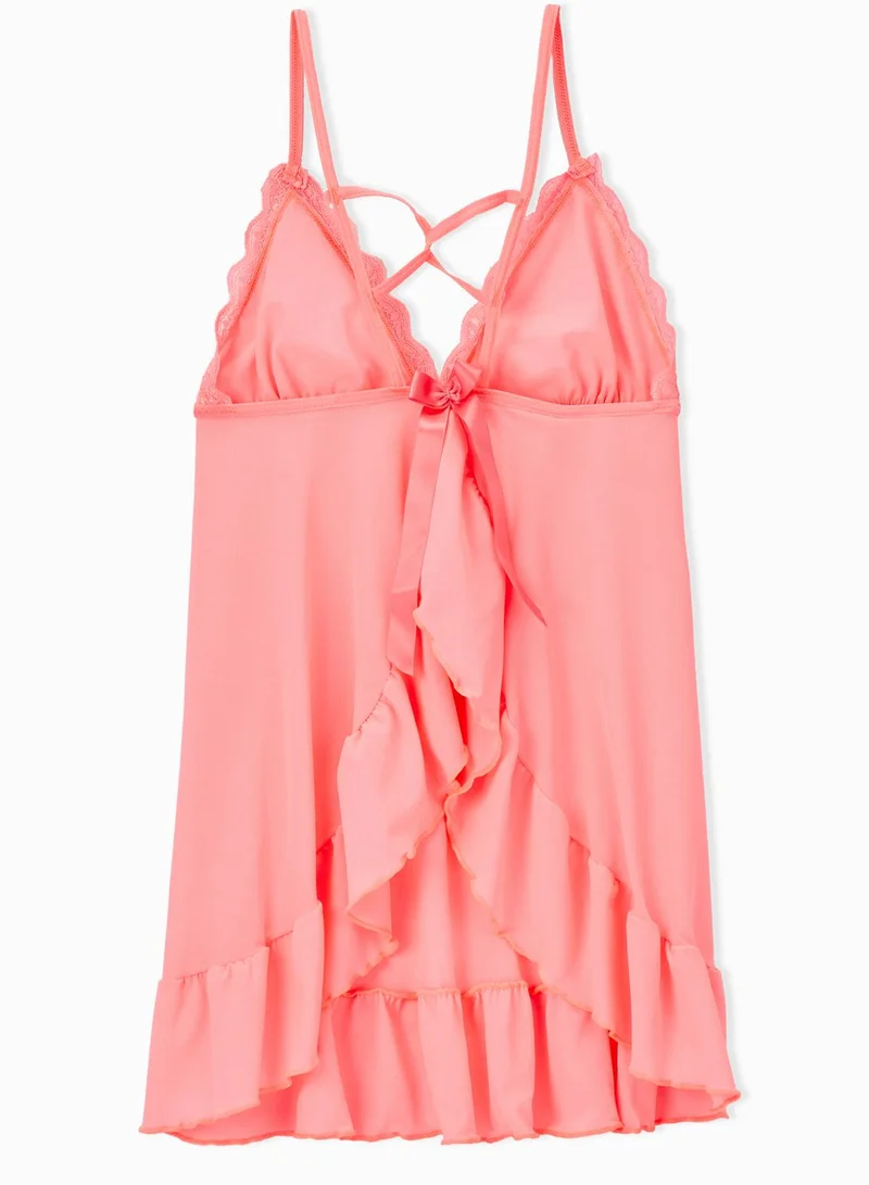 zivame Sheer Bow Babydoll