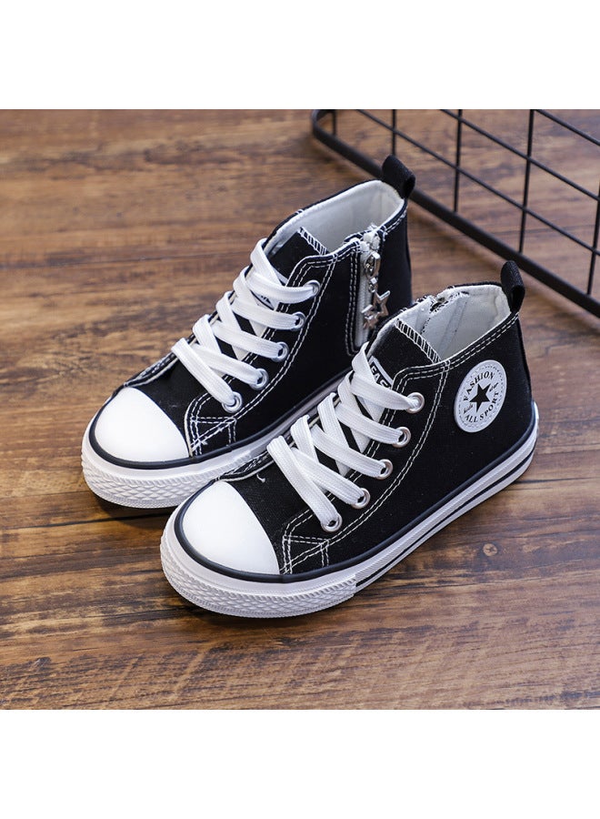 Children's Shoes  Spring New Style Kidsren's Canvas Shoes For Boys And Girls Korean Style High-top Lace-up Classic Casual Sneakers
