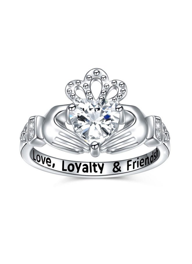 DAOCHONG Claddagh Ring For Women Sterling Silver Irish Celtic Claddagh Ring Engraved Love Loyalty Friendship Women'S Claddagh Ring Size 5  - Image 1