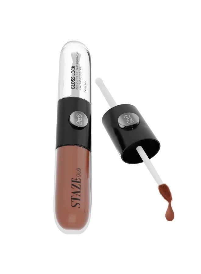 أحمر الشفاه السائل 2 في 1 «Staze Gloss Lock» | أحمر شفاه غير لامع + ملمع شديد اللمعان لا يتلطخ | ثبات لمدة 12 ساعة | ألوان غنية | خفيف الوزن ومقاوم للماء | 04 I'm Shy | 7 غرام - Image 1