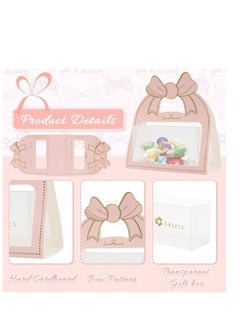 SYOSI 10pcs Wedding Candy Boxes, Pink Wedding Party Favor Boxes with Bow Handle, Goodies Favor Gift Box for Kids Birthday Party Favors, Weddings Events, Baby Shower, 5 x 2.1 x 5.3 inch  - Image 4