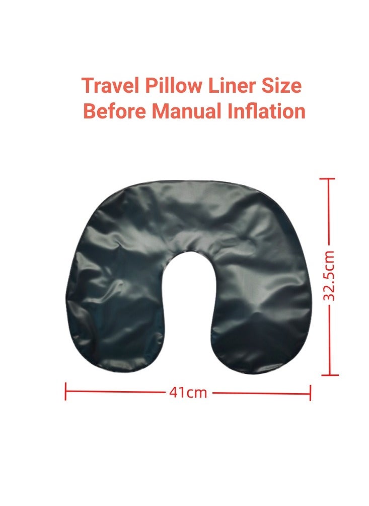 Ayeeb - Inflatable Hoodie Travel Neck Pillow Adjustable Comfort, Lightweight for Airplane Flight, Soft Luxury Texture Velvet Hood Keeps Warm, Manual Press Pump Inflation and Auto-Deflation, Machine Washable (Light Grey) - Image 1